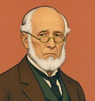 Illustrated portrait of Dr. Durand: about 68, bald crown with white fringe, brown frock coat with a bottle-green waistcoat