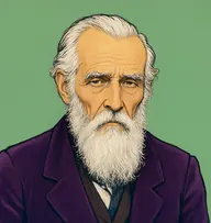 Illustrated portrait of Dr. Savaronoff: about 70, long white mane, swept back, plum-purple velvet smoking jacket