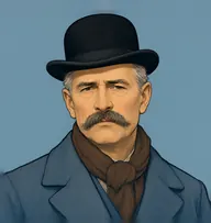 Illustrated portrait of Governor Gray: about 52, iron-grey, short and bristly, slate-blue overcoat with a brown scarf
