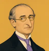 Illustrated portrait of Dr. James Mortimer: wispy straw-grey fringe, bald crown, black frock coat with a lavender necktie